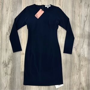 NWT Of Mercer Morgan Dress Navy Blue Long Sleeve Knee Length Shift Size 00